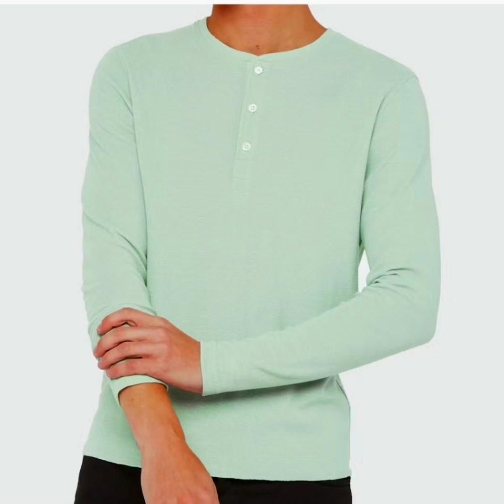 Billy Reid Light Green Henley Shirt